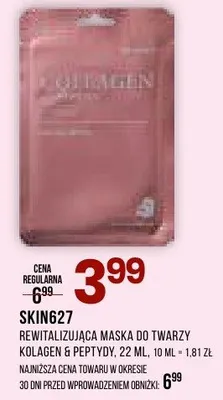 Maska Skin827 rewitalizująca maska do twarzy kolagen & peptyd-2 23 ml promocja w Drogerie Natura