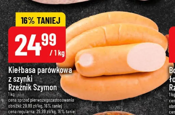 Kiełbasa parówkowa z szynki Rzeźnik Szymon promocja w POLOmarket