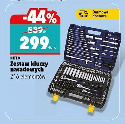 Zestaw kluczy nasadowych 216 elementów Niteo promocja w Biedronka Home