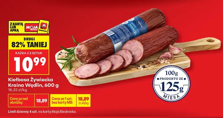 Kiełbasa żywiecka Kraina Wedlin promocja w Biedronka