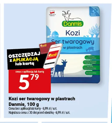 Kozi ser twarogowy w plastrach Danmis promocja w Twój Market