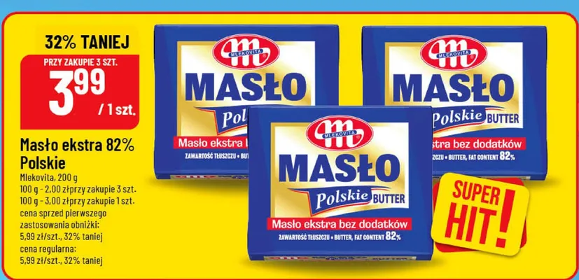 Masło ekstra 82% Polskie promocja w POLOmarket