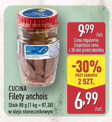 Filety anchois w oleju słonecznikowym Cucina promocja w Aldi