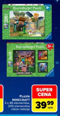 Puzzle Minecraft 3x49 elementów Ravensburger promocja w Carrefour
