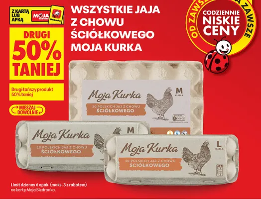 Jajka kurze z chowu ściółkowego Moja Kurka 20 szt. promocja w Biedronka