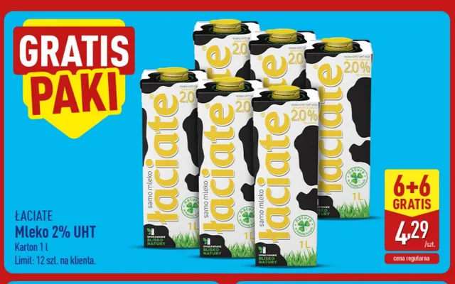 Mleko 2% UHT Łaciate promocja w Aldi