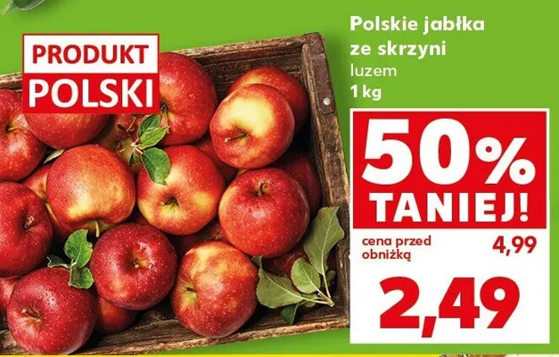 Polskie jabłka ze skrzyni luzem promocja w Kaufland