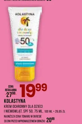 Krem ochronny dla dzieci i niemowląt Kolastyna SPF 50 promocja w Drogerie Natura