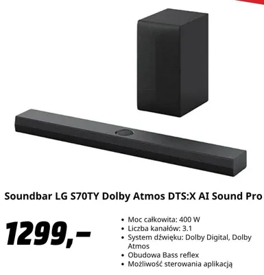 Soundbar LG S70TY promocja w Media Markt