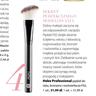 Pędzel do różu, bronzera i rozświetlacza F02 Hebe Professional promocja w Hebe