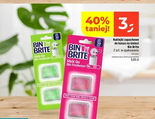Naklejki zapachowe do kosza na śmieci Bin Brite Citronella & Lemongrass promocja w Dealz