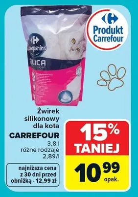 Żwirek silikonowy dla kota CARREFOUR różne rodzaje 2,89l promocja w Carrefour