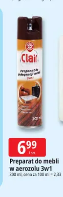 Preparat do mebli w aerozolu 3w1 Clair promocja w Leclerc