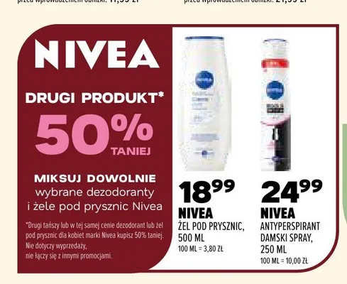 Dezodoranty i żele pod prysznic Nivea promocja w Drogerie Natura