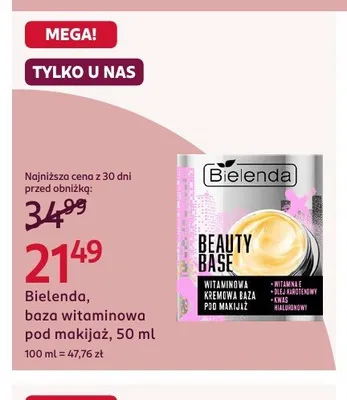 Baza witaminowa pod makijaż Bielenda Beauty Base promocja w Rossmann