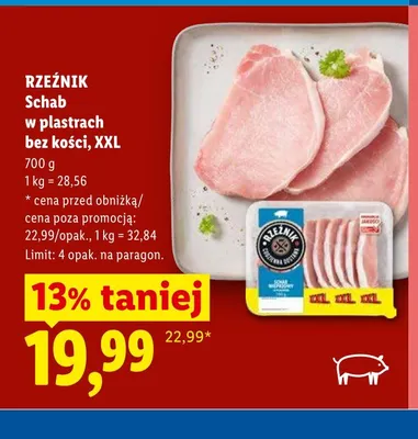 Schab w plastrach bez kości XXL Rzeźnik promocja w Lidl
