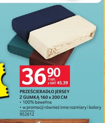 Prześcieradło jersey z gumką 160x200 cm promocja w Selgros