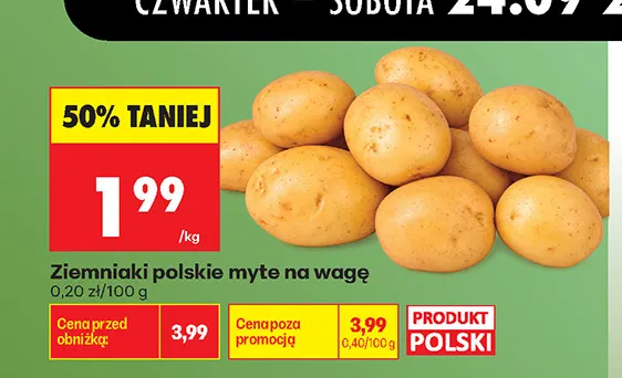 Ziemniaki polskie myte na wagę promocja w Biedronka