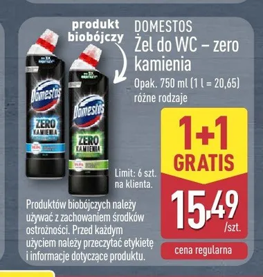 Żel do WC Domestos Zero Kamienia Green promocja w Aldi