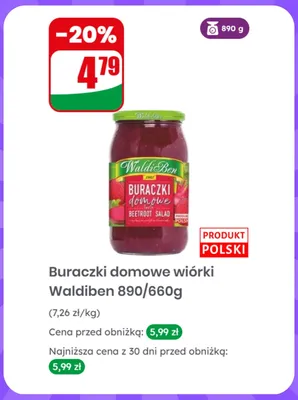 Buraczki domowe wiórki Waldiben promocja w Dino