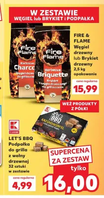 Zestaw węgiel drzewny Fire & Flame + podpałka do grilla Let's BBQ promocja w Kaufland