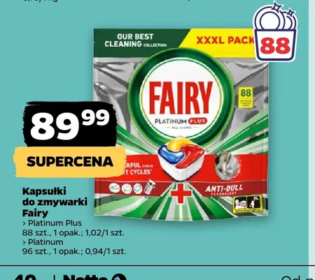Kapsułki do zmywarki Fairy Platinum promocja w Netto