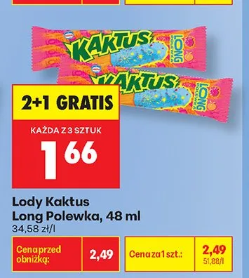 Lody Kaktus Long Polewka promocja w Biedronka