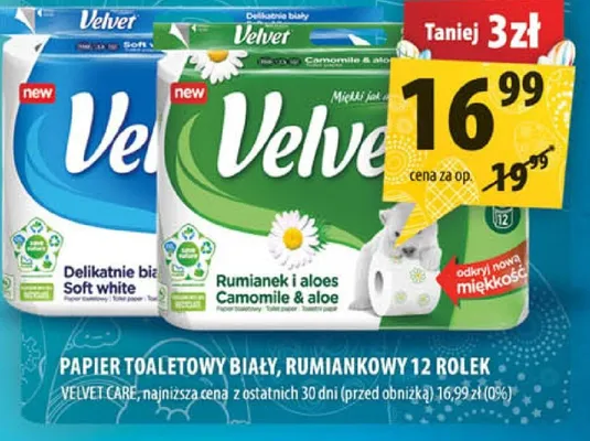 Papier toaletowy biały, rumiankowy 12 rolek promocja w Arhelan