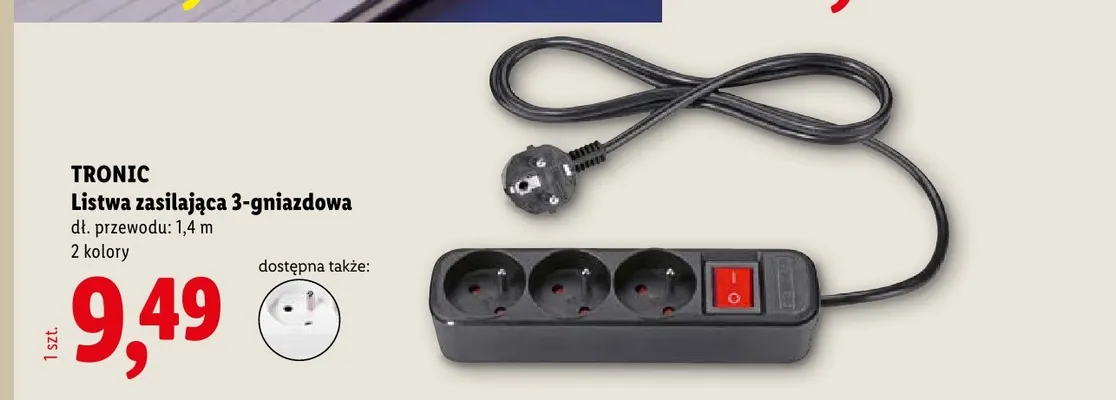 Listwa zasilająca 3-gniazdowa Tronic promocja w Lidl