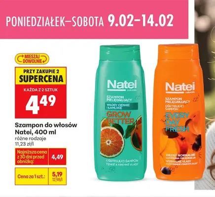 Szampon do włosów Natei różne rodzaje promocja w Biedronka