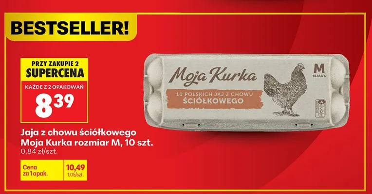 Jaja z chowu ściółkowego Moja Kurka rozmiar M promocja w Biedronka