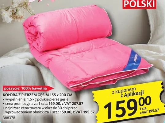 Kołdra z pierzem gęsim 155 x 200 cm promocja w Selgros