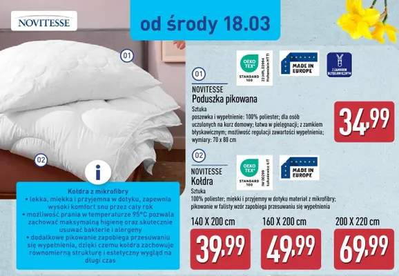 Poduszka pikowana promocja w Aldi