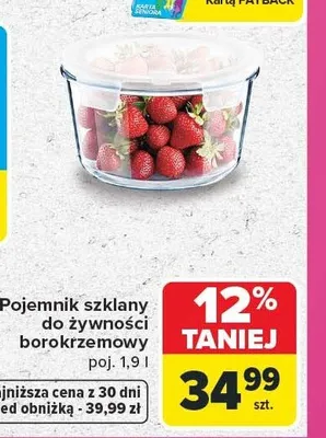 Pojemnik szklany do żywności borokrzemowy promocja w Carrefour