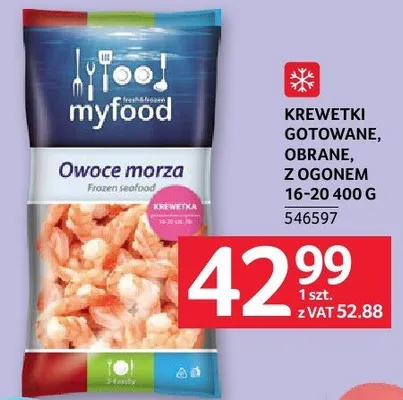 Krewetki gotowane obrane z ogonem 16-20 400 g promocja w Selgros