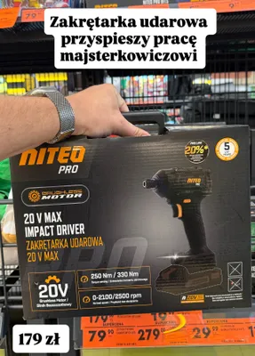 Zakrętarka udarowa NITEO PRO 20V MAX promocja w Biedronka