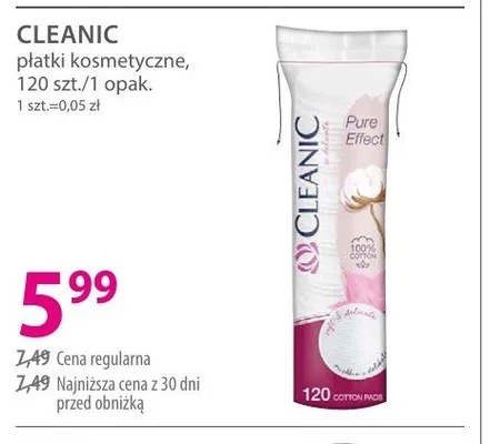 Płatki kosmetyczne CLEANIC promocja w Hebe