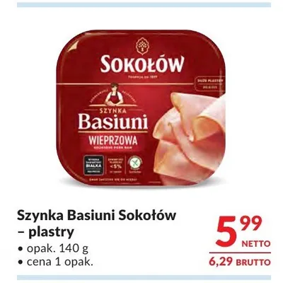 Szynka Basiuni Sokołów plastry promocja w Makro