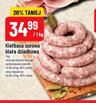 Kiełbasa surowa biała dziadkowa promocja w POLOmarket