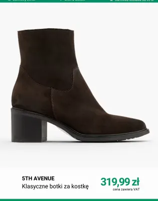 Klasyczne botki za kostkę 5th Avenue promocja w Deichmann