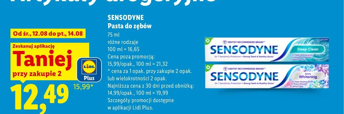 Pasta do zębów Sensodyne Deep Clean promocja w Lidl