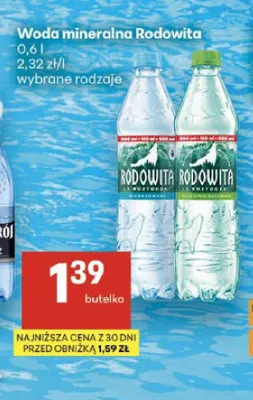 Woda mineralna delikatnie gazowana Rodowita promocja w Delikatesy Centrum