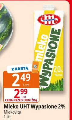 Mleko UHT Wypasione 2% Mlekovita promocja w Leclerc
