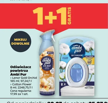 Odświeżacz do łazienki Ambi Pur Bathroom Cotton Flower promocja w Netto