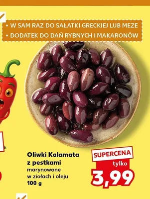 Oliwki Kalamata z pestkami marynowane w ziołach i oleju promocja w Kaufland