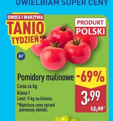 Pomidory malinowe polskie promocja w Aldi