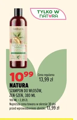 Szampon do włosów żeń-szeń Natura promocja w Drogerie Natura