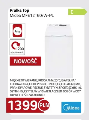 Pralka Top Midea MFE12T60/W-PL promocja w kakto.pl