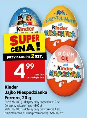 Kinder Jajko Niespodzianka Ferrero promocja w Twój Market
