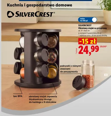 Obrotowy stojak na przyprawy Silvercrest ok. 17x19,6 cm promocja w Lidl